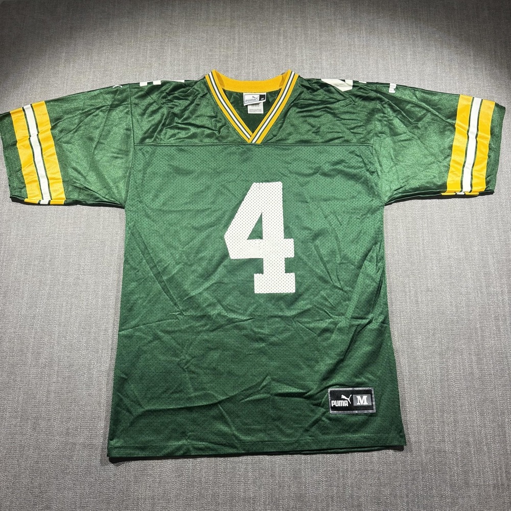Vintage Green Bay Packers Jersey Mens Medium Green NFL Football Favre 4 Puma 90s